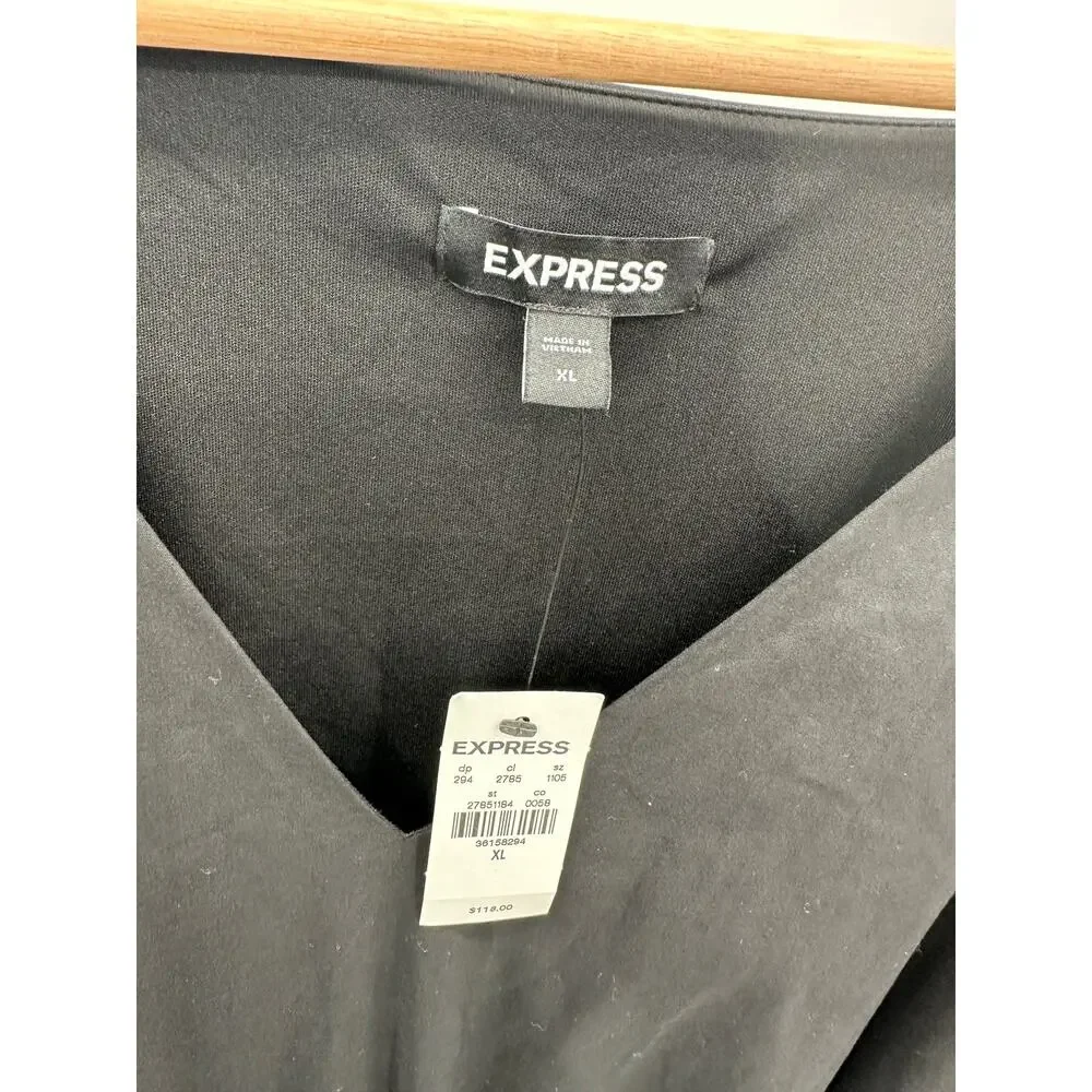 Express Womens Black Tiered Maxi Dress Size XL NWT Minimal Cottage Quiet‎ Luxury